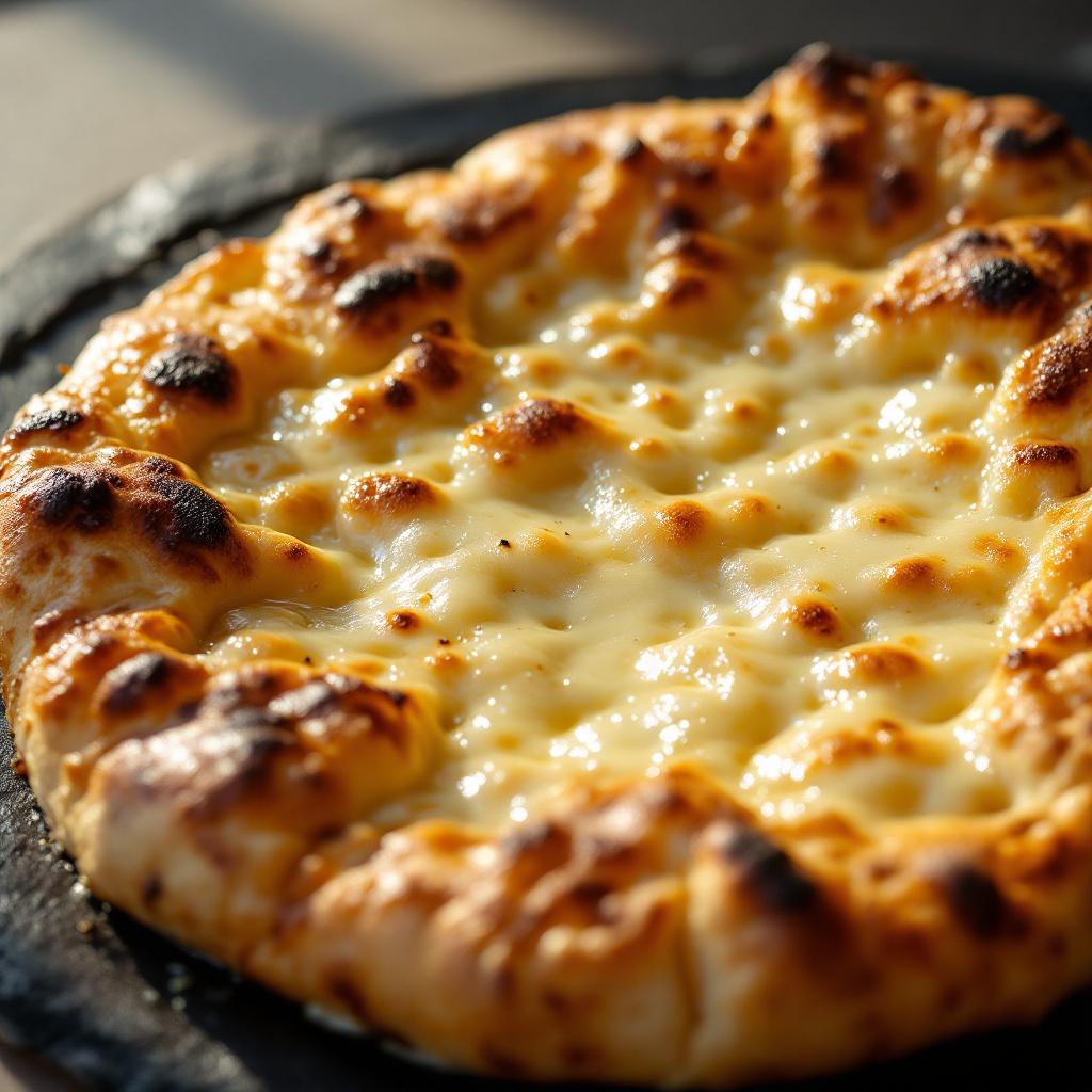 Megrelian khachapuri with bubbling cheese melted across the top crust